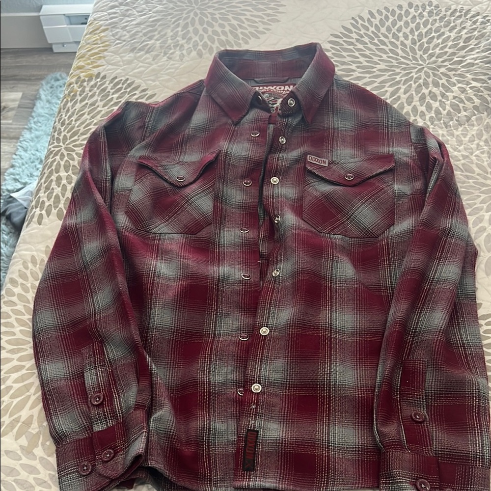 DIXXON Red and Gray Casual Button Down Shirt